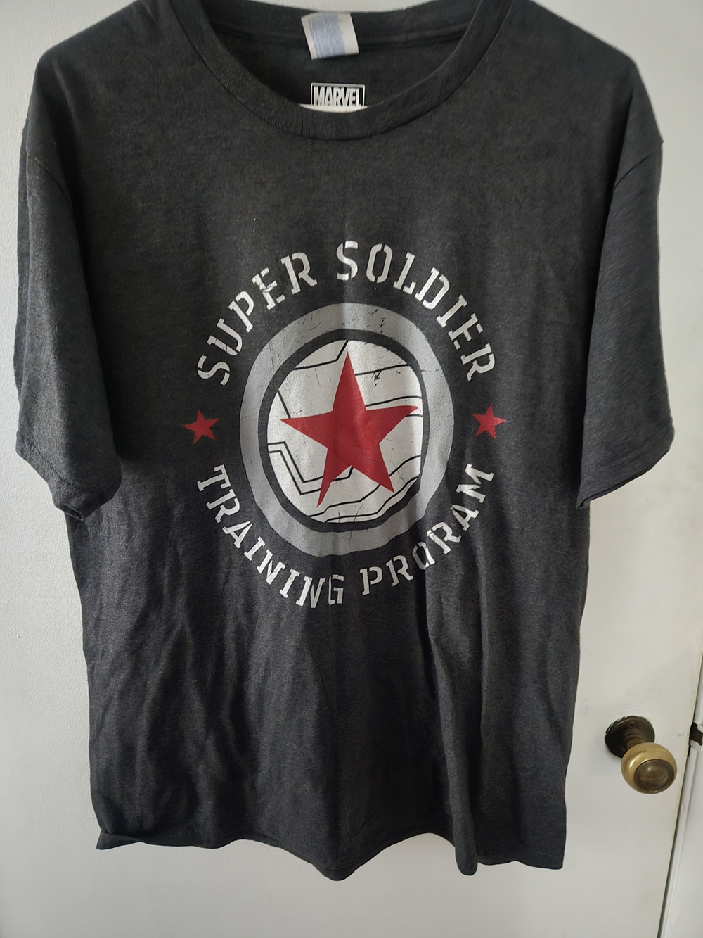Marvel Graphic Tee - Charcoal with White and Red Accents
